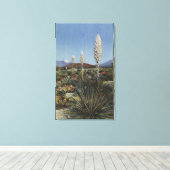 Toile Californie Cactus du Yucca en fleurs dans le déser (Insitu (Plancher de Bois))