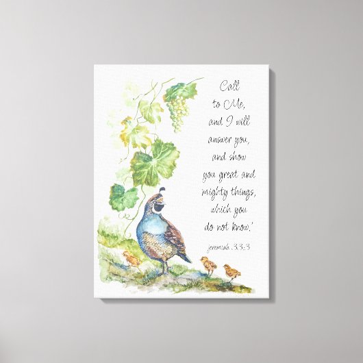 Toile Call to Me Scripture Inspiration California Quail (Recto)