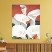 Toile Calla Lilies Sur Un Arrière - plan Rouge (Insitu(Salon))