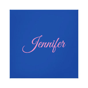 Toile Calligraphie Elegant rose Bleu Nom personnalisé