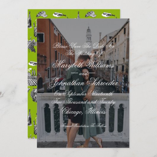 Toile & Calligraphie Enregistrer La Date Carte pho (Devant / Derrière)