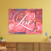 Toile Calligraphie fleurie Amour Coeur Lettrer rose (Insitu(Salon))