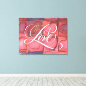 Toile Calligraphie fleurie Amour Coeur Lettrer rose (Insitu (Plancher de Bois))