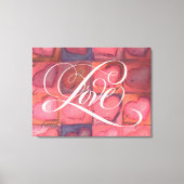 Toile Calligraphie fleurie Lettering Amour Coeurs roses (Recto)