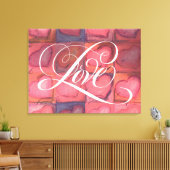 Toile Calligraphie fleurie Lettering Amour Coeurs roses (Insitu(Salon))