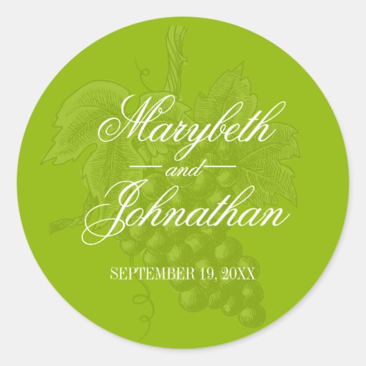 Toile & Calligraphie Mariage Favor Sticker (Devant)