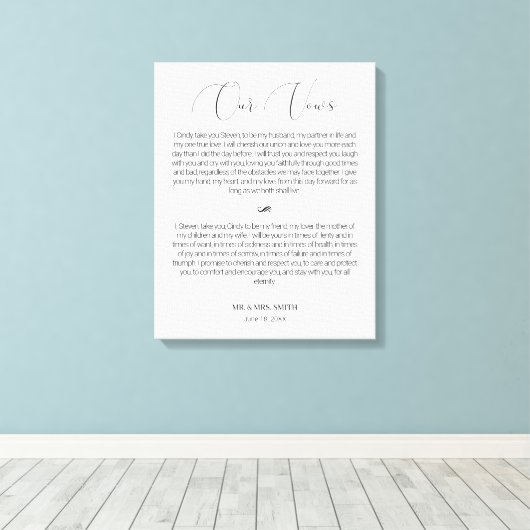 Toile Calligraphie Script Mariage Vows Canvas Imprimer (Insitu (Plancher de Bois))