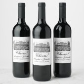 Toile & Calligraphy Editable Wedding Wijn Etiket (Flessen)