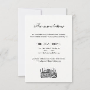 Toile & Calligraphy Wedding Accomodation Card RSVP Kaartje