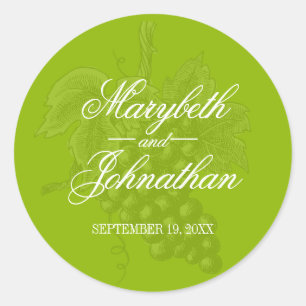 Toile & Calligraphy Wedding Favor Sticker