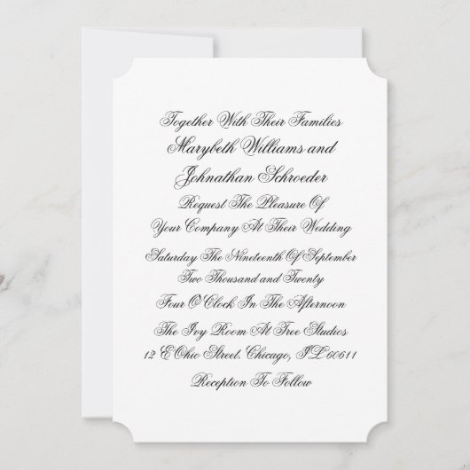 Toile & Calligraphy Wedding Invitation Card Kaart (Voorkant)