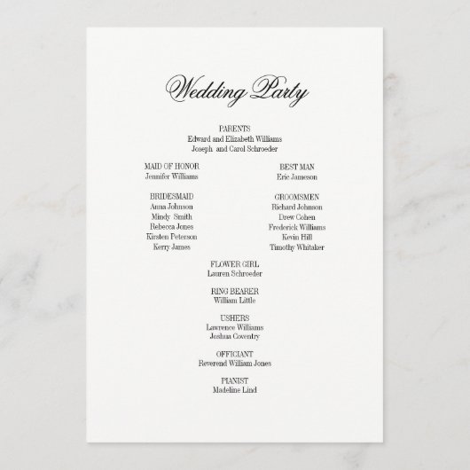 Toile & Calligraphy Wedding Program Card Programma (Achterkant)