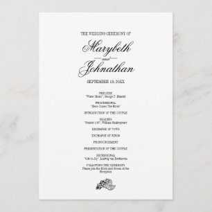 Toile & Calligraphy Wedding Program Card Programma