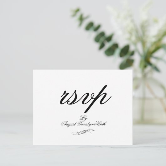 Toile & Calligraphy Wedding RSVP Briefkaart (Staand voorkant)
