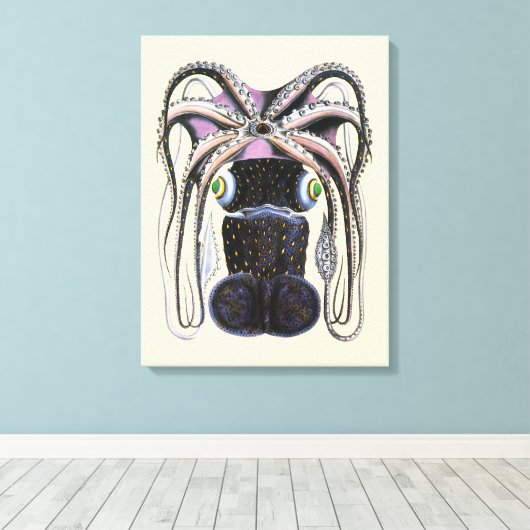 Toile Calmar géant vintage ou poulpe, animal marin (Insitu (Plancher de Bois))