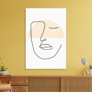 Toile Calme dans la ligne – Visage abstrait minimaliste