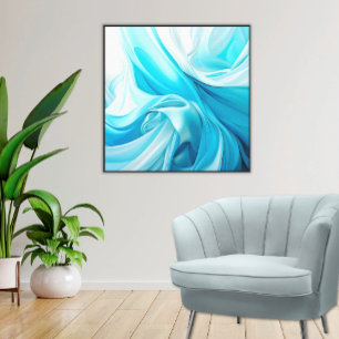 Toile Calme plié : Bleu & Blanc Flow Abstrait