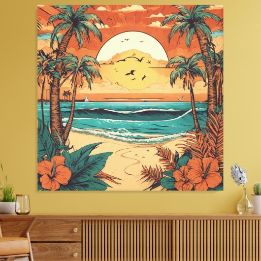 Toile Calme Tropique Rétro (Insitu(Salon))