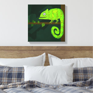 Toile Caméléon mignon vert