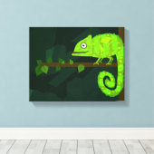 Toile Caméléon mignon vert (Insitu (Plancher de Bois))