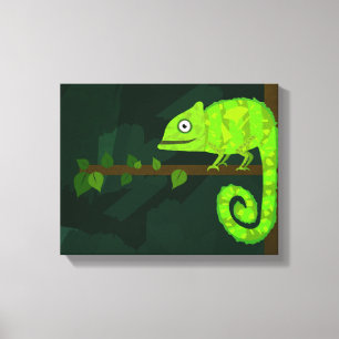 Toile Caméléon mignon vert
