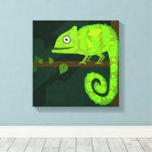 Toile Caméléon mignon vert (Insitu (Plancher de Bois))