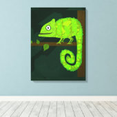 Toile Caméléon mignon vert (Insitu (Plancher de Bois))