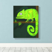 Toile Caméléon mignon vert (Insitu (Plancher de Bois))