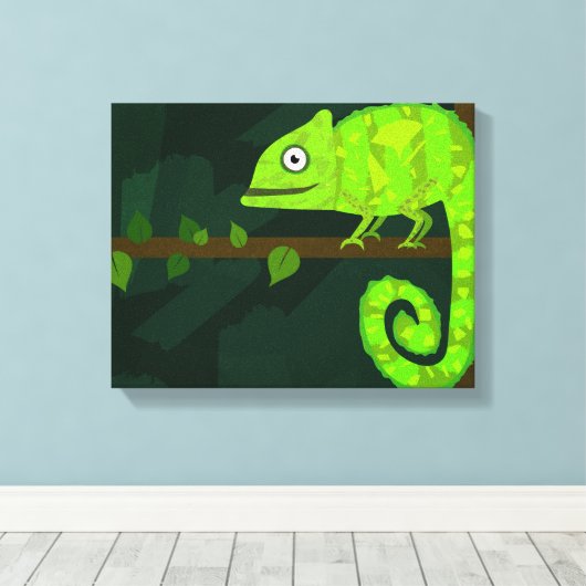 Toile Caméléon mignon vert (Insitu (Plancher de Bois))