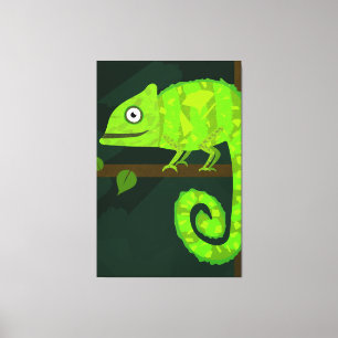 Toile Caméléon vert mignon