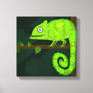 Toile Caméléon vert mignon