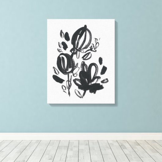 Toile Cameo Bloom - Noir et Blanc (Insitu (Plancher de Bois))