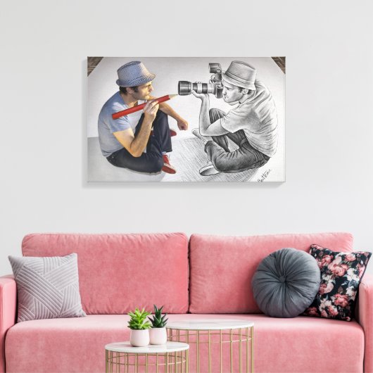 Toile Caméra Crayon Vs - Miroir 3D (Insitu(Salon))