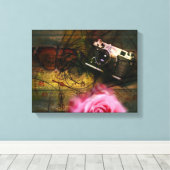 Toile Caméra, horloge et fleur vintage unique (Insitu (Plancher de Bois))