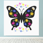 Toile Camiseta mariposa con flores multicolor (Insitu (Plancher de Bois))