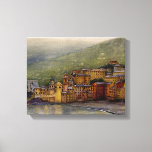 Toile Camogli, Italie aquarelle peinture enveloppé