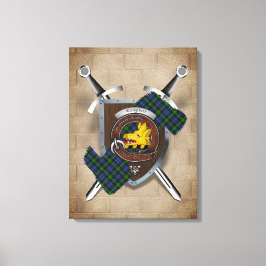 Toile Campbell Clan Badge Crossed Swords Canvas Print (Recto)