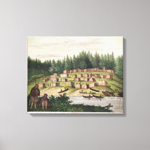 Toile Campement indien sur l'île Quadra