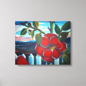 Toile Camping à fleurs rouges (Recto)