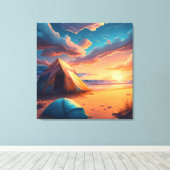 Toile Camping au lever du soleil (Insitu (Plancher de Bois))