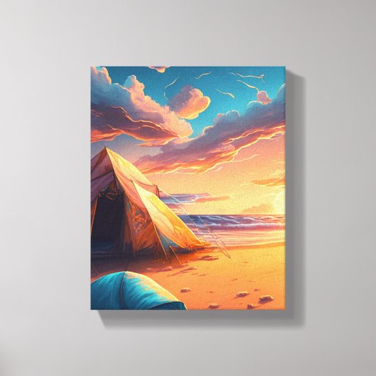 Toile Camping au lever du soleil (Recto)
