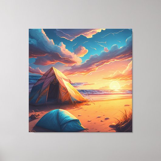 Toile Camping au lever du soleil (Recto)