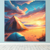 Toile Camping au lever du soleil (Insitu (Plancher de Bois))