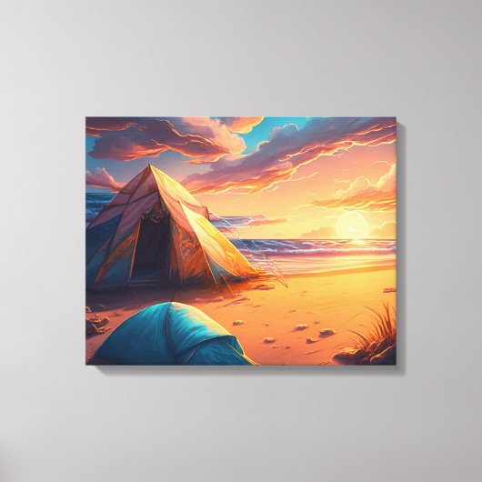 Toile Camping au lever du soleil (Recto)