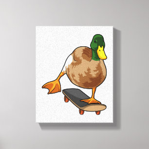 Toile Canard comme patineur avec skateboard