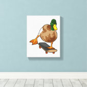 Toile Canard comme patineur avec skateboard (Insitu (Plancher de Bois))