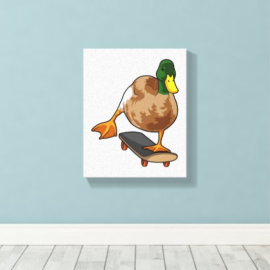 Toile Canard comme patineur avec skateboard (Insitu (Plancher de Bois))
