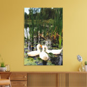 Toile Canards blancs, caleçons, cattails, lac (Insitu(Salon))
