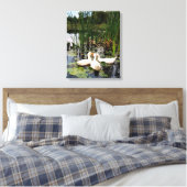 Toile Canards blancs, caleçons, cattails, lac (Insitu(Chambre))