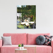 Toile Canards blancs, caleçons, cattails, lac (Insitu(Salon))